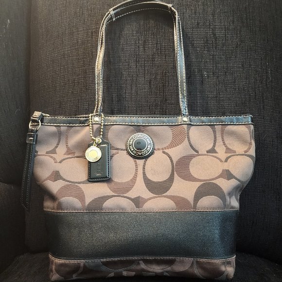 Coach Handbags - Coach Signature C Multi Brown Tote with Charm